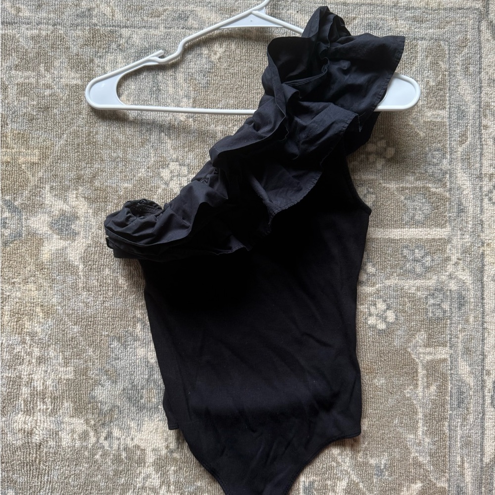 Express Elegant Black Ruffled One Piece